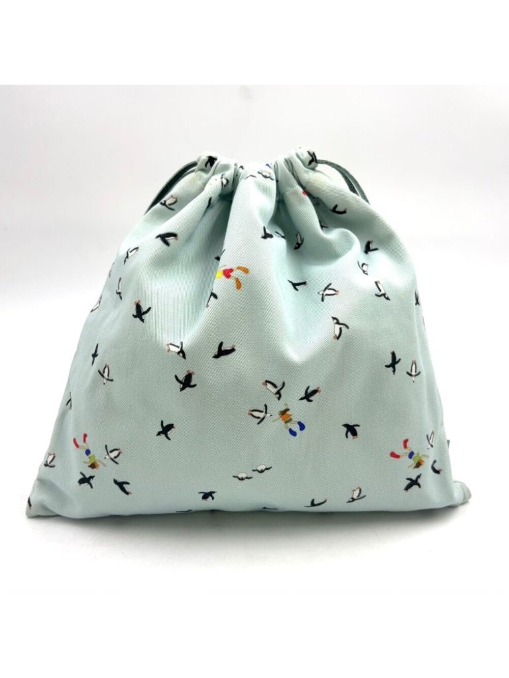 Loewe x Suna Fujita Penguin Drawstring Leather Cotton Light Blue Pouch